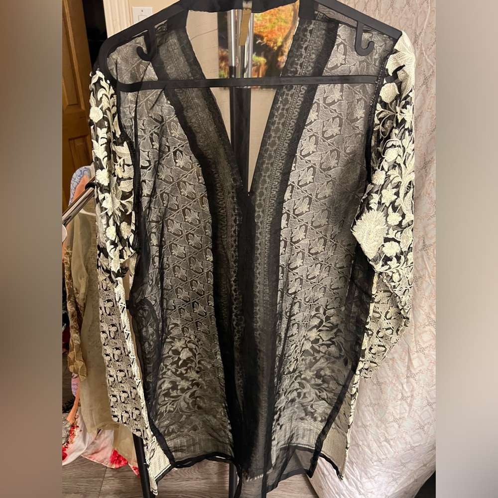 Black and White Desi Kurta - Picture 6 of 6